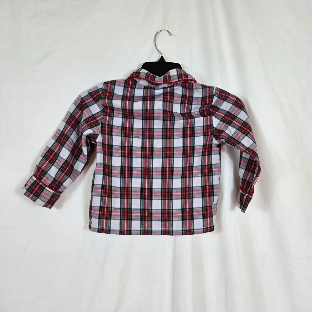 Disney Store Boys Red White Mickey‎ Mouse Holiday Plaid Flannel Pajama Set Sz 3